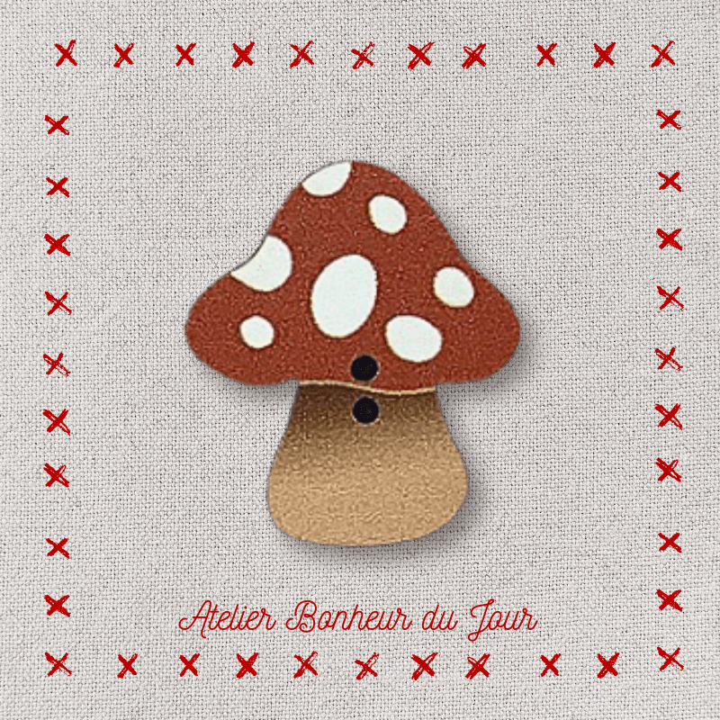 Decorative wooden button "Large Mushroom" Atelier bonheur du jour