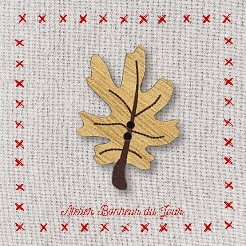 Decorative wooden button "Hawthorn leaf" Atelier bonheur du jour