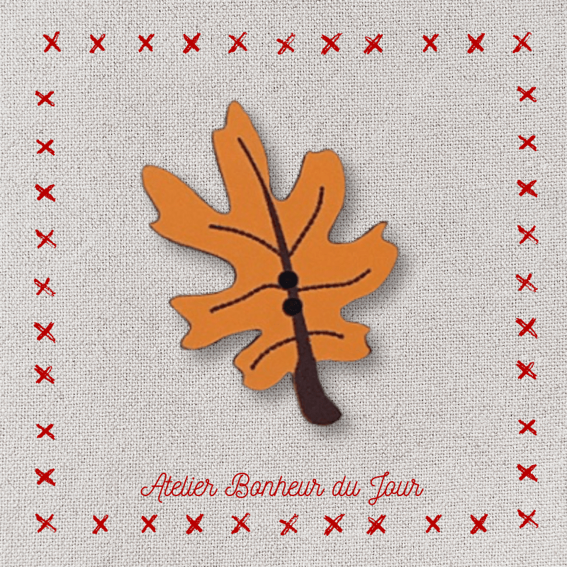 Decorative wooden button "Hawthorn leaf" Atelier bonheur du jour