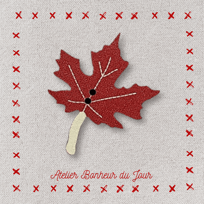 Decorative wooden button "Maple leaf" Atelier bonheur du jour