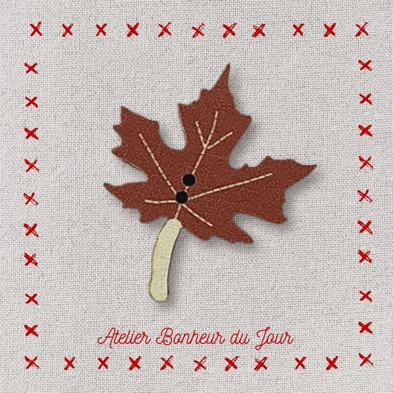 Decorative wooden button "Maple leaf" Atelier bonheur du jour