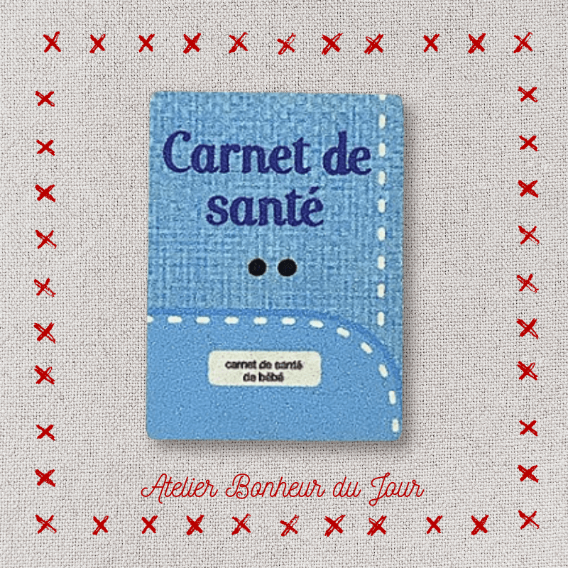 Bouton décoratif en bois "Carnet de santé" Atelier Bonheur du jour