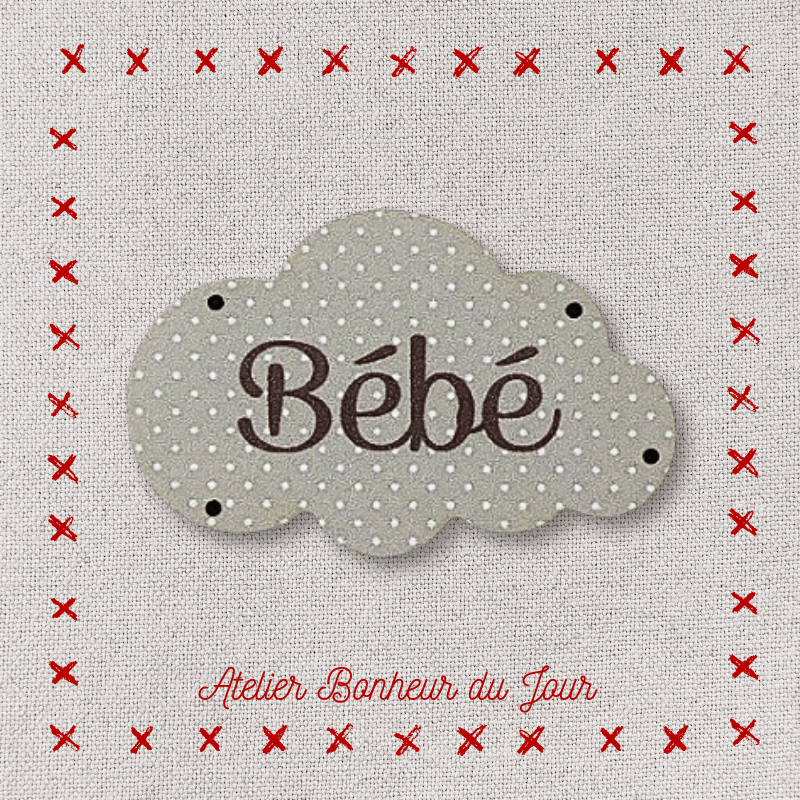 Decorative wooden button "Baby cloud" Atelier bonheur du jour