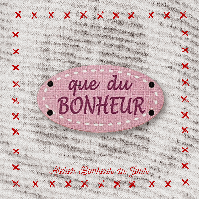 Decorative wooden button little message "Only happiness" Atelier bonheur du jour