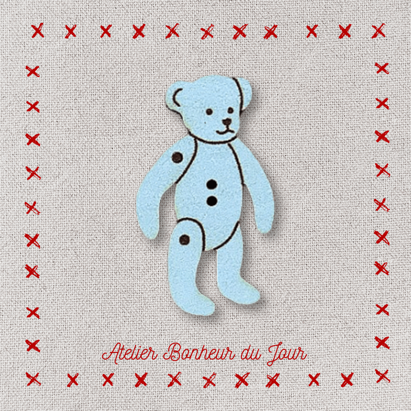 Decorative wooden button "Doudou bear" Atelier bonheur du jour