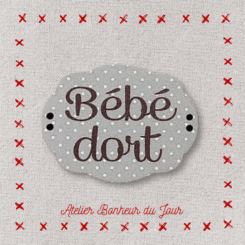 Petite plaque décorative en bois "Bébé dort" Atelier Bonheur du jour