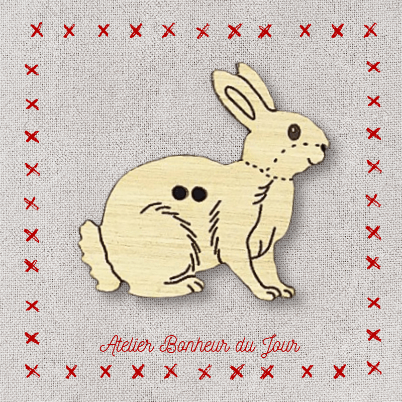 Decorative wooden button "Rabbit" Atelier bonheur du jour