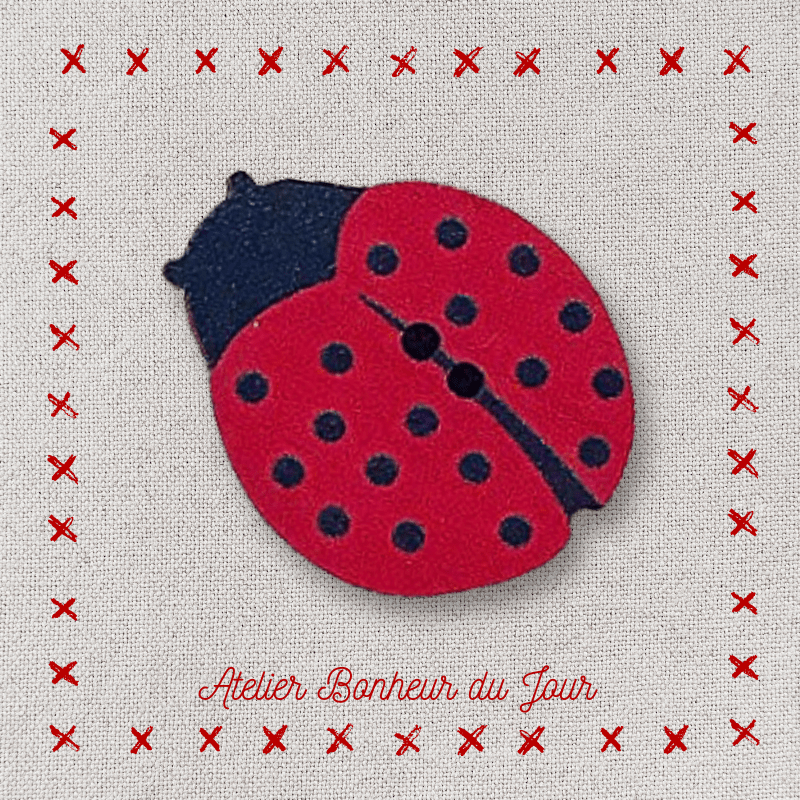 Decorative wooden button "Ladybug" Atelier bonheur du jour