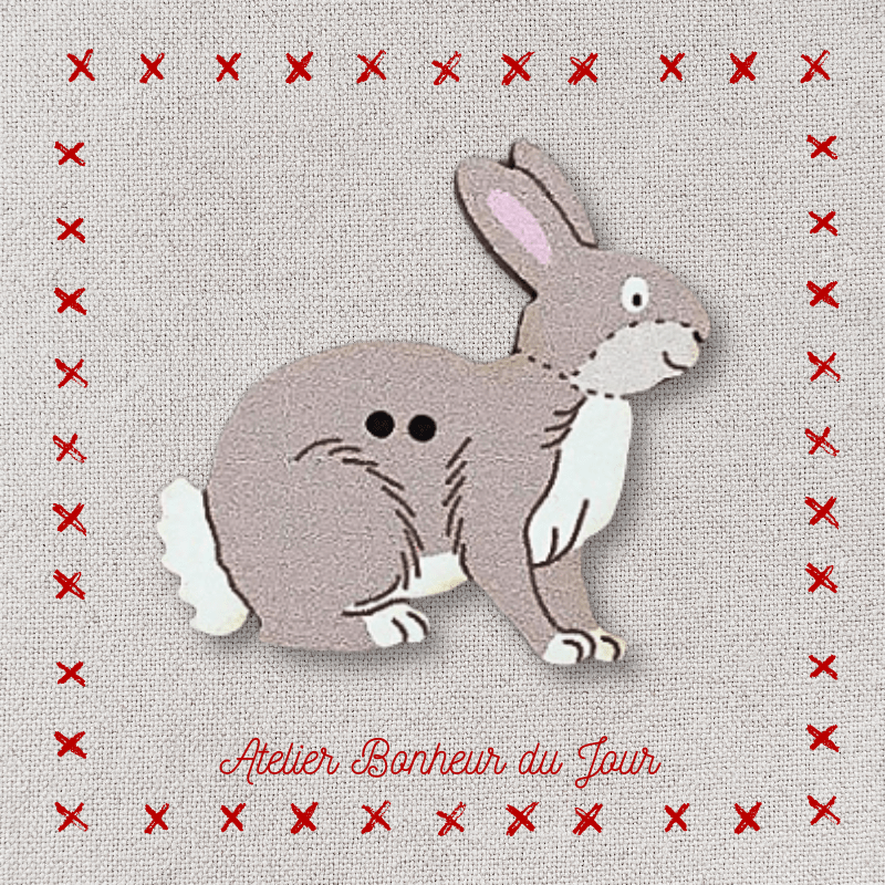 Decorative wooden button "Rabbit" Atelier bonheur du jour