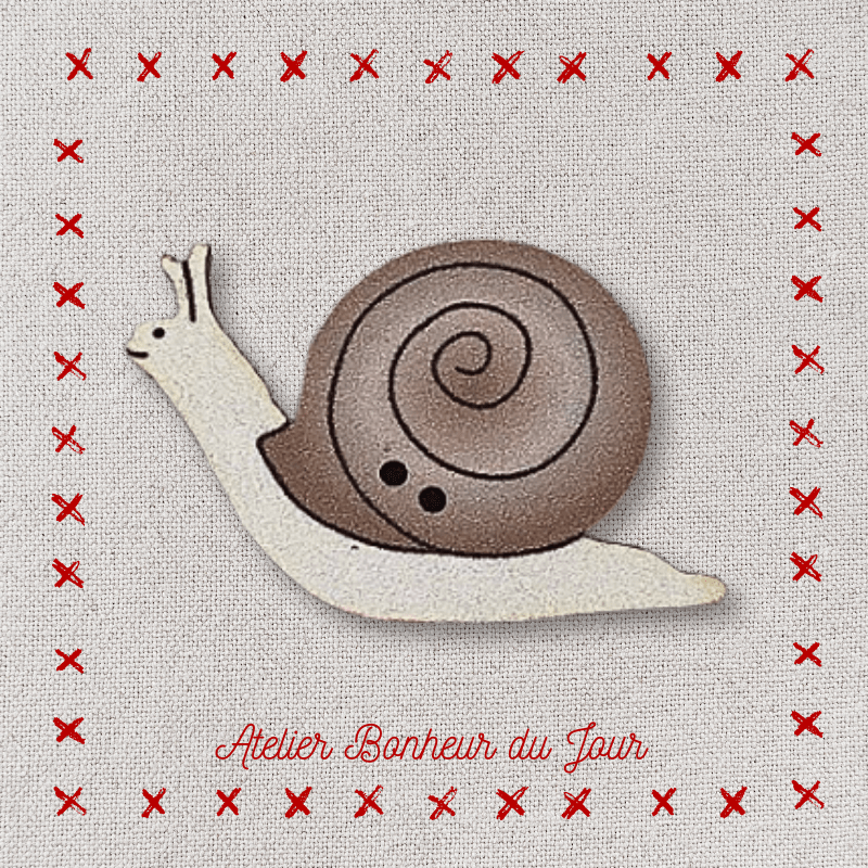 Decorative wooden button "Snail" Atelier bonheur du jour