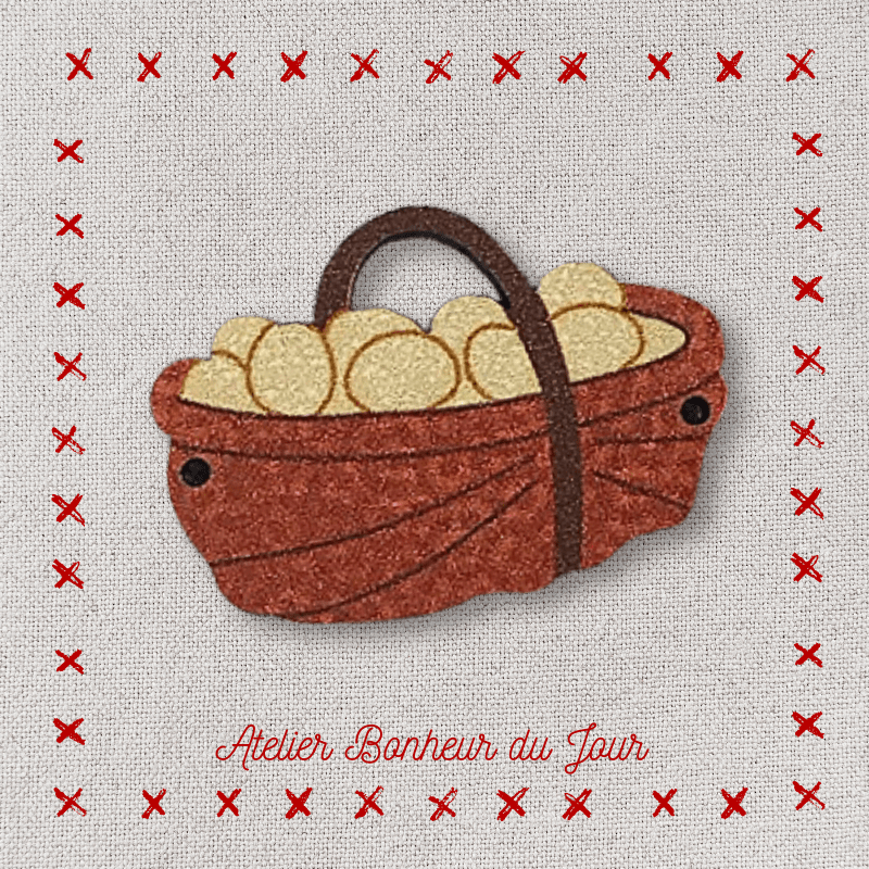 Decorative wooden button "Egg basket" Atelier bonheur du jour
