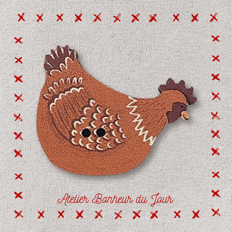 Bouton décoratif en bois "poule rousse" Atelier Bonheur du jour