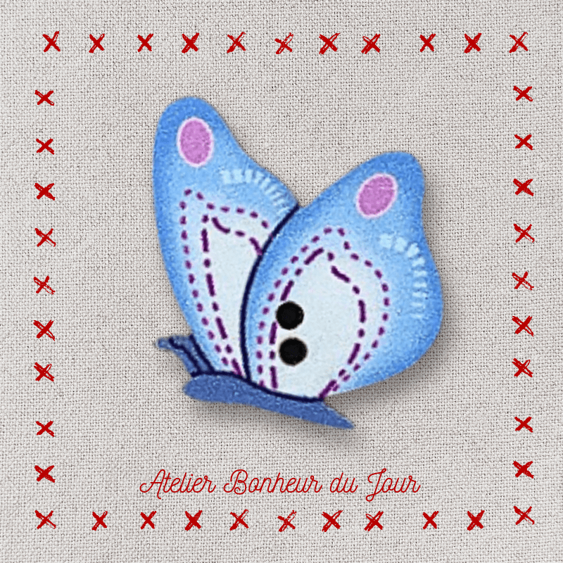 Decorative wooden button "Butterfly laid" Atelier bonheur du jour