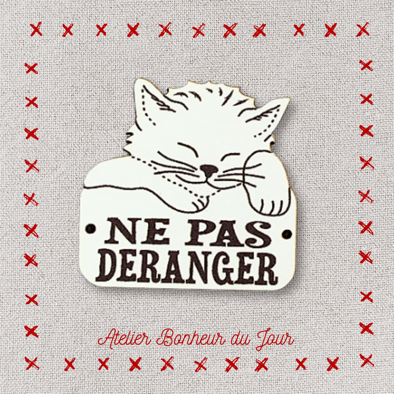 Bouton décoratif en bois - petite plaque  "ne pas déranger" de l'Atelier Bonheur du jour