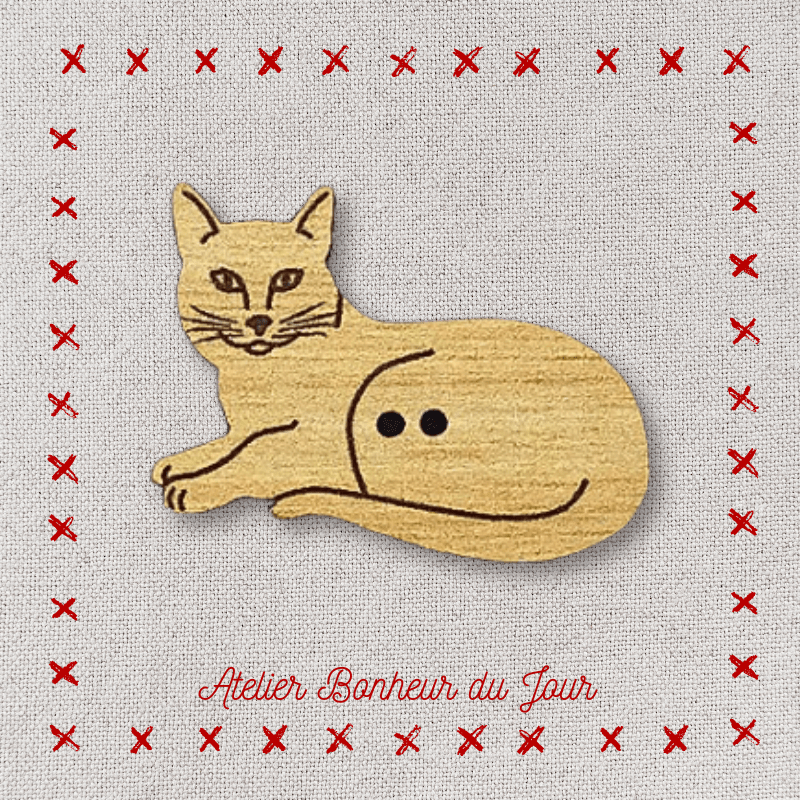 Bouton décoratif en bois "chat couché" de l'Atelier Bonheur du jour