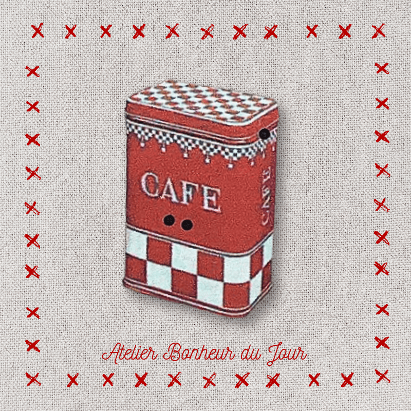 Decorative wooden buttons "Checkered coffee box" to hang Atelier Bonheur du jour