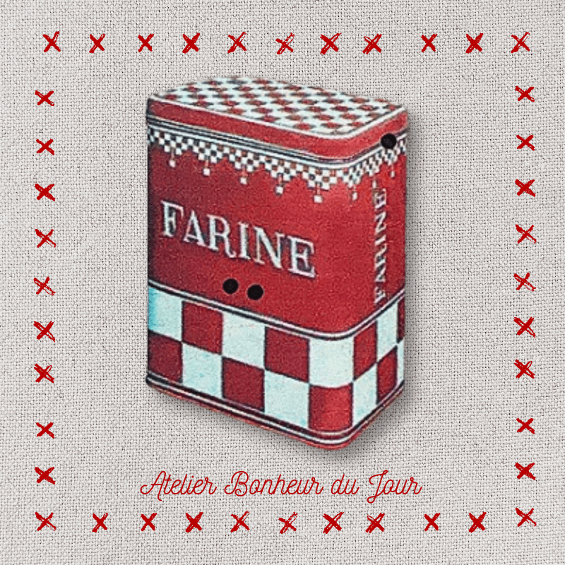 Decorative wooden buttons "Checkered flour box" to hang Atelier Bonheur du jour