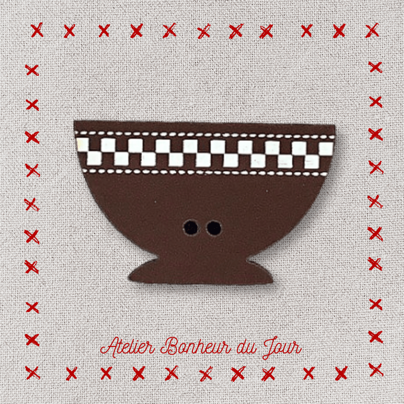Decorative wooden buttons "Checkered bowl" Atelier Bonheur du jour
