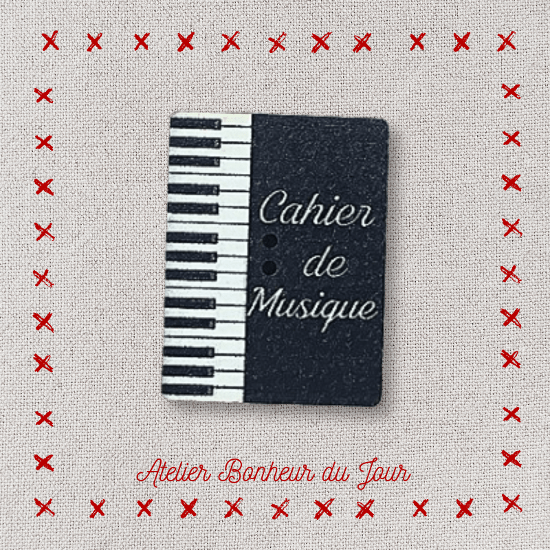Decorative wooden button “Music notebook" pouch Atelier bonheur du jour