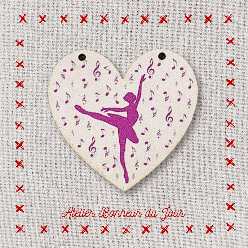 Bouton décoratif en bois "coeur danseuse" de l'Atelier Bonheur du jour