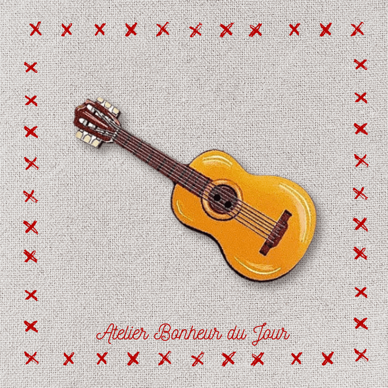 Decorative wooden button “Guitar" Atelier bonheur du jour