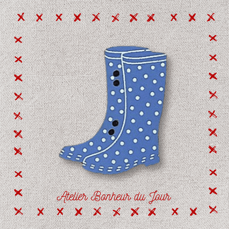 Decorative wooden button "Polka dot boots" Atelier bonheur du jour