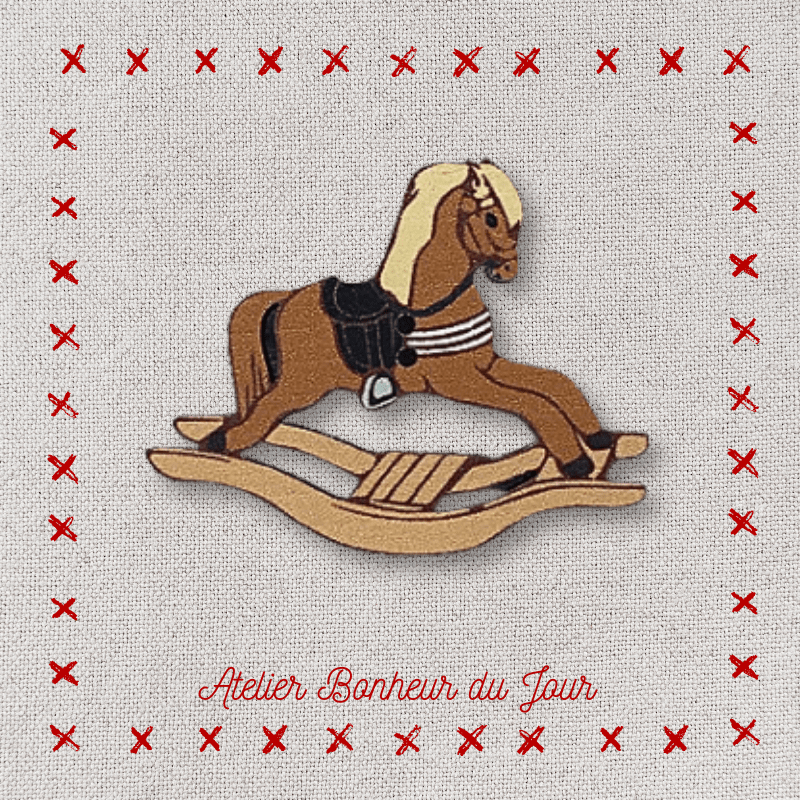 Decorative wooden button "Rocking horse" Atelier bonheur du jour