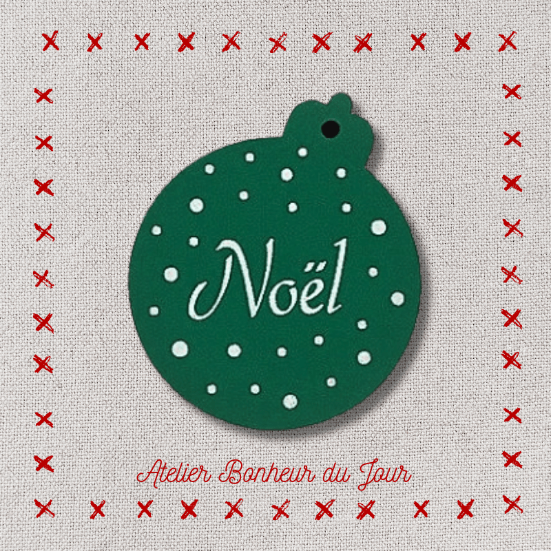 Decorative wooden button "Christmas ball" to hang Atelier bonheur du jour