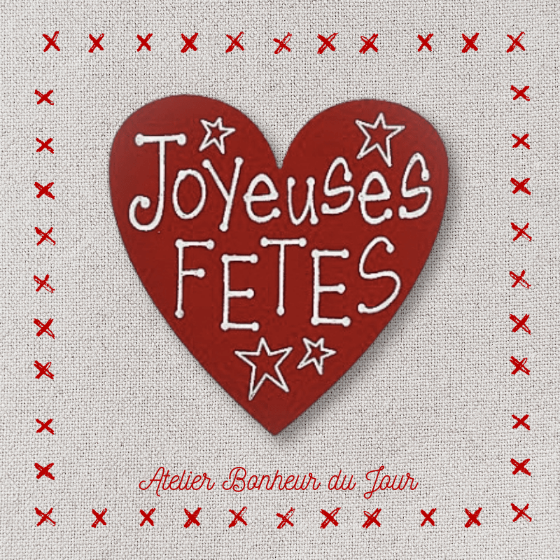 Decorative wooden "Happy holidays heart" to stick Atelier bonheur du jour