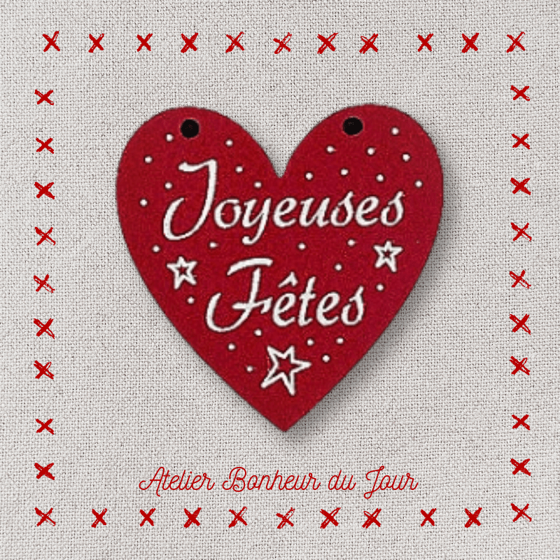 Decorative wooden "Happy holidays heart" to hang Atelier bonheur du jour