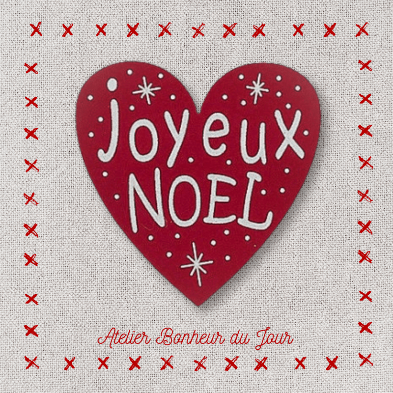 Decorative wooden "Merry Christmas heart" to stick Atelier bonheur du jour