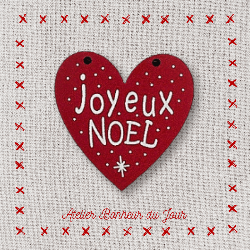 Decorative wooden "Merry Christmas heart" to hang Atelier bonheur du jour
