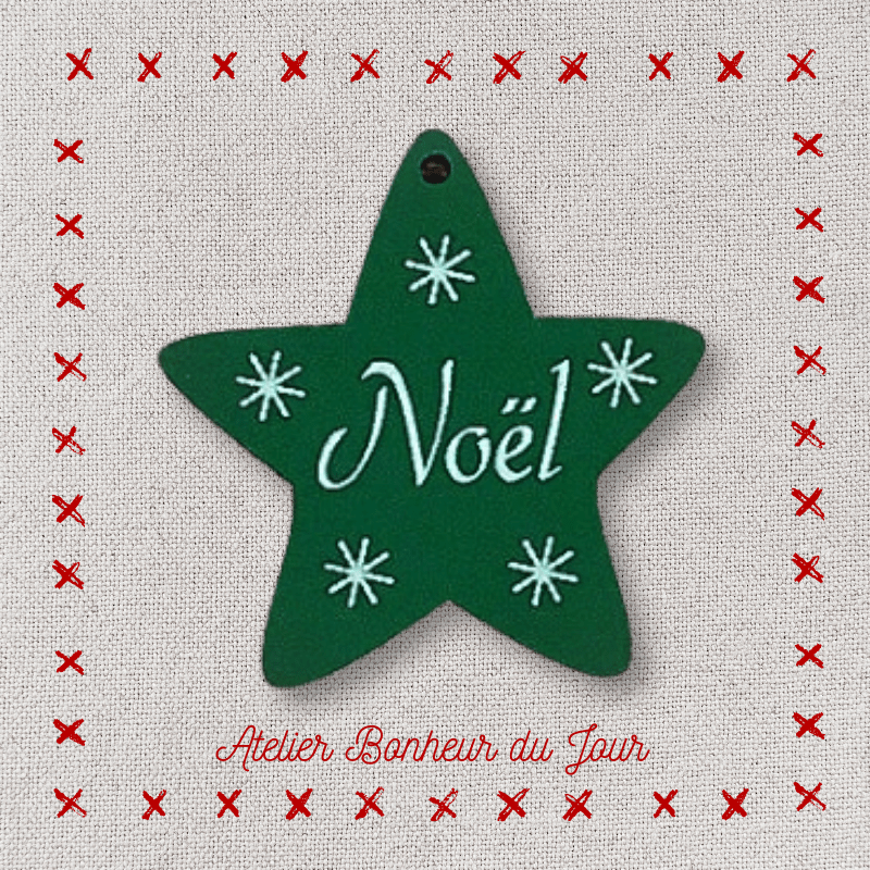 Decorative wooden button "Christmas star" to hang Atelier bonheur du jour