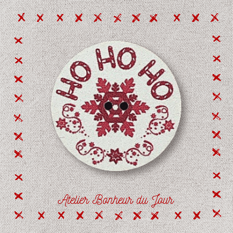 Decorative wooden button "Ho ho ho" Atelier bonheur du jour