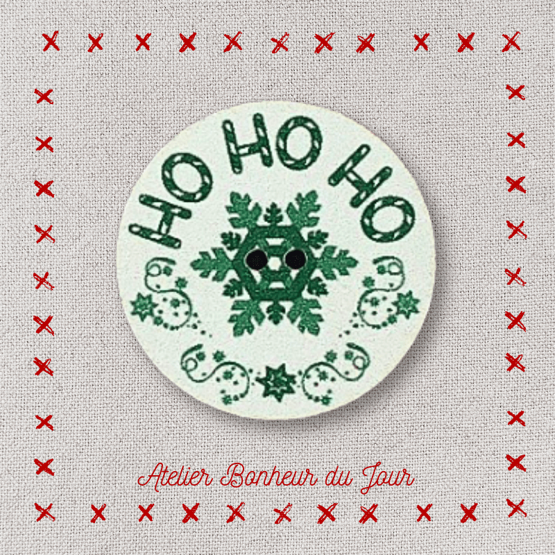 Decorative wooden button "Ho ho ho" Atelier bonheur du jour