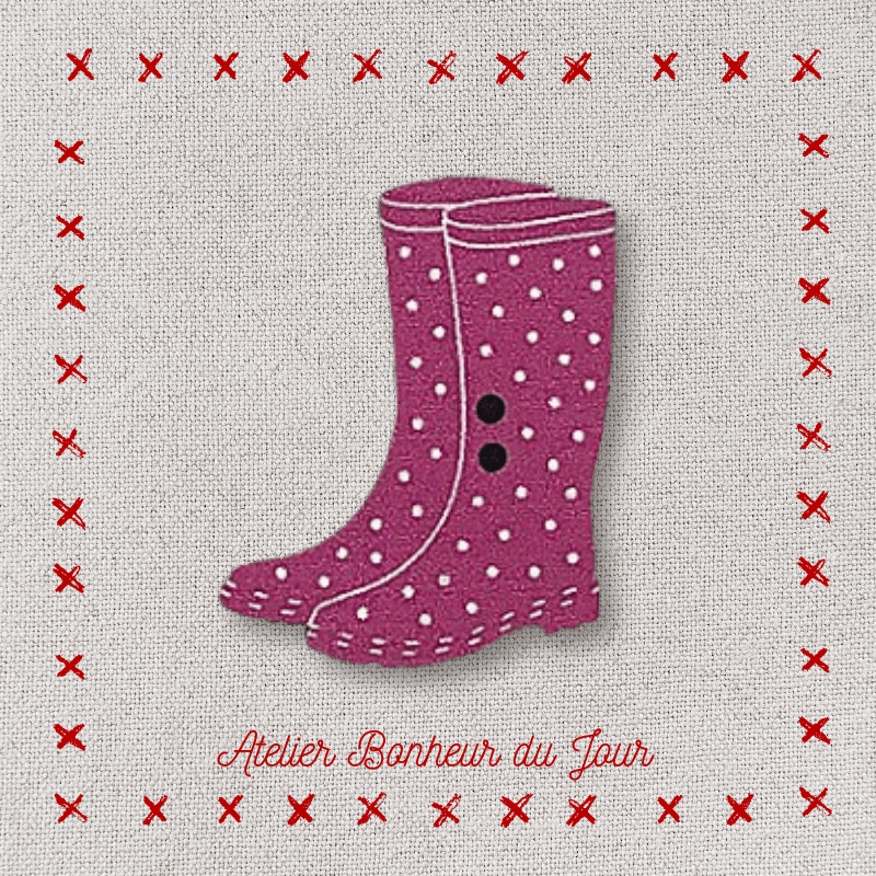 Decorative wooden button "Polka dot boots" Atelier bonheur du jour