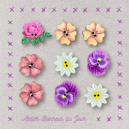 Mini pochette "Fleurs et pensées" Atelier bonheur du jour