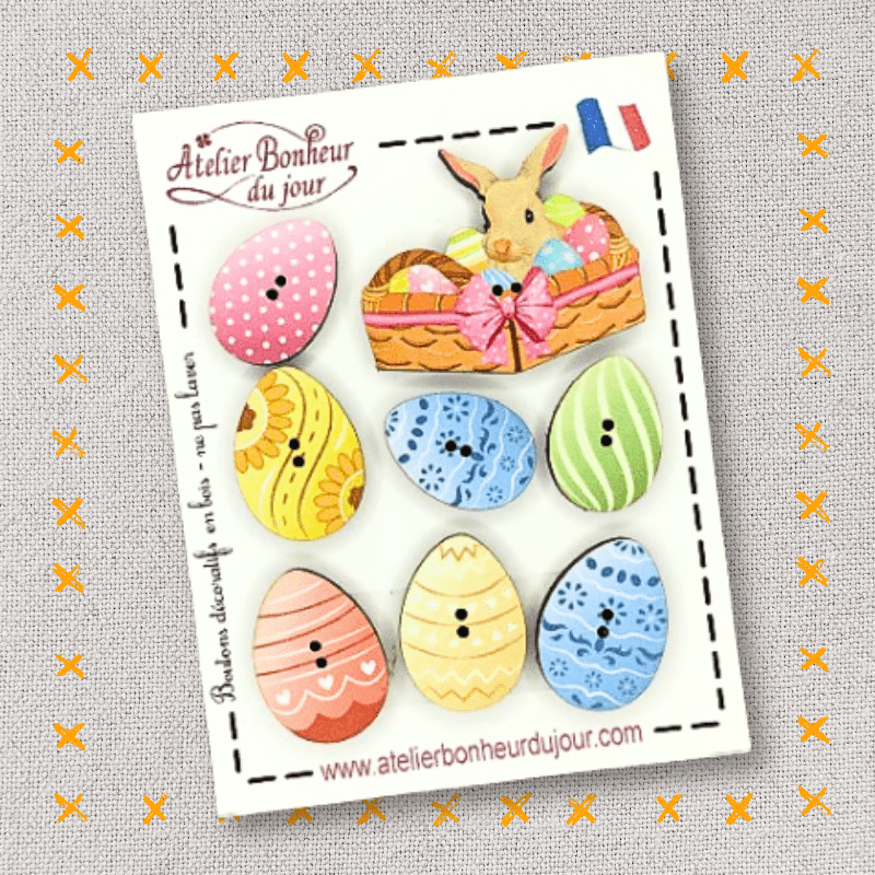 Decorative wooden button pouch “Easter” Atelier bonheur du jour