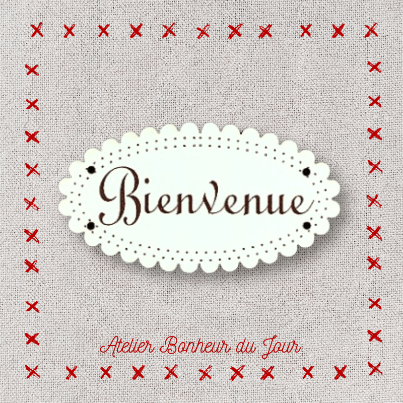 Décorative wooden buttons small plaque "Welcome" Atelier bonheur du jour