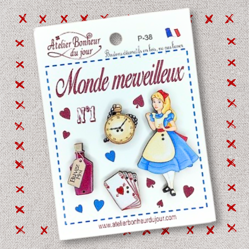 Boutons décoratifs "MONDE MERVEILLEUX N°1" Atelier Bonheur du jour