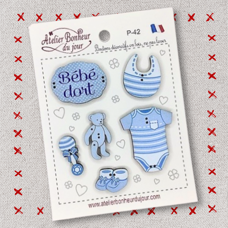 Decorative wooden button "Baby sleeps" Atelier bonheur du jour