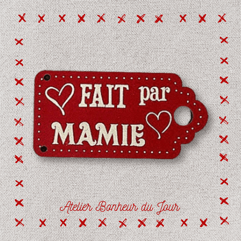 Decorative button - wooden label "Made by grandma" Atelier bonheur du jour