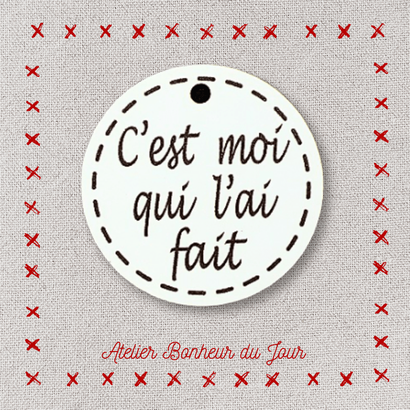 Décorative wooden buttons medal "I did it" Atelier bonheur du jour