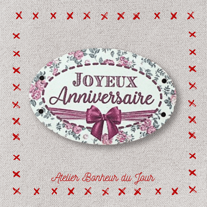 Decorative wooden small plaque "Happy birthday" Atelier bonheur du jour