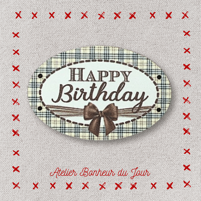 Decorative wooden small plaque "Happy birthday" Atelier bonheur du jour