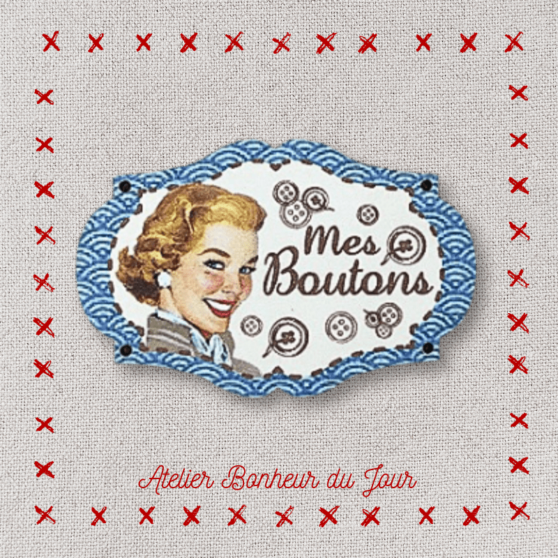 Decorative wooden small "My buttons" plaque Atelier bonheur du jour