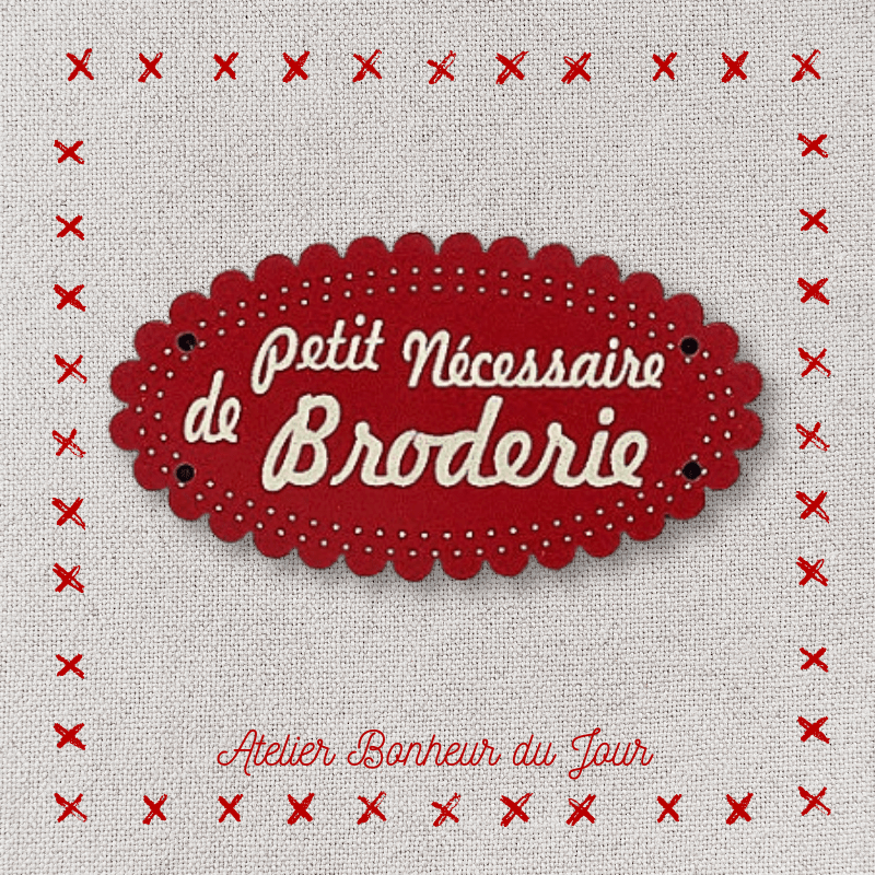 Decorative wooden button "Small embroidery kit" Atelier bonheur du jour