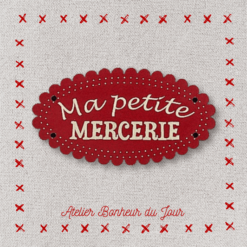 Decorative wooden button "My little haberdashery" Atelier bonheur du jour