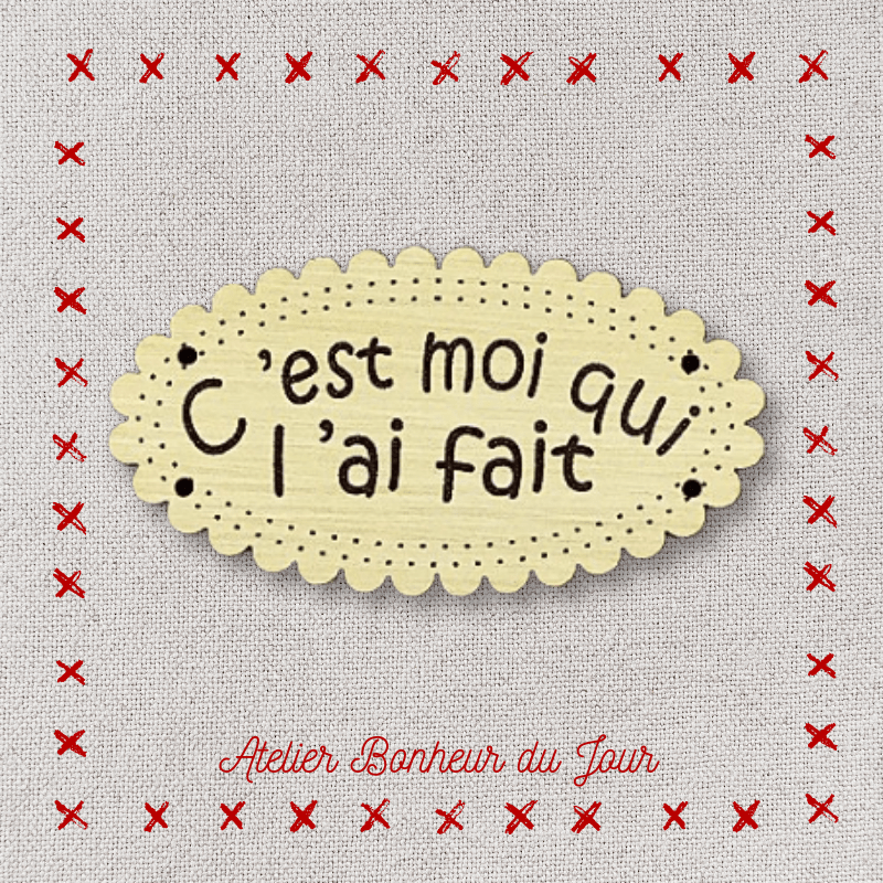 Décorative wooden buttons small plaque "I did it" Atelier bonheur du jour