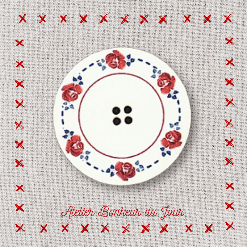 Decorative wooden buttons "Digoin plate" Atelier Bonheur du jour